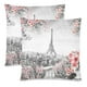 GCKG Peinture à l'Huile Été à Paris Eiffel Tour Taie d'Oreiller 18x18 Pouces, Paysage de France avec Fleur Feuille de Rose Valentine Cadeau Coussin Housse de Coussin, Ensemble de 2 – image 1 sur 2