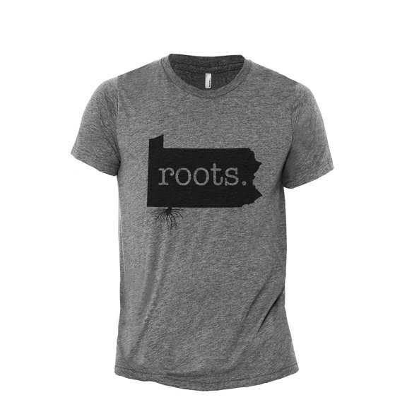 Home Roots State Pennsylvania PA Men's Modern Fit Fun Casual T-Shirt Printed Graphic Tee Heather Grey Small