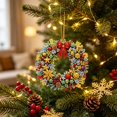 thumbnail image 4 of Fllostpr Christmas Diamond DIY Wreath Pendant Handmade 5.7x5.7" Acrylic Stickers Decor for Window Foliage Home Styling, 4 of 8