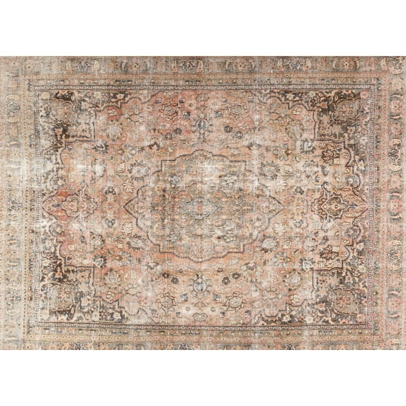 Ahgly Company Machine Washable Indoor Rectangle Traditional Orange Salmon Pink Area Rugs, 2' x 4'