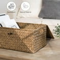 thumbnail image 6 of Wicker Baskets with Lid for Organizing, Seagrass Storage Baskets for Shelves, Decorative Box with Built-in Handles, Brown, Large, 1 Pack, 6 of 15