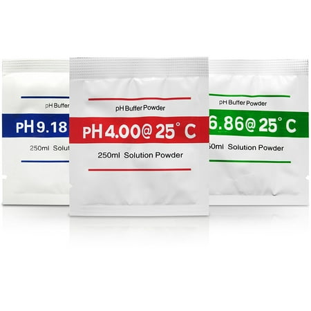 Calibration Fluid Set - pH Meter Buffer Solution Powder Set, for Precise pH Meter Calibration, 3-Pack Calibration Solution is Easy and Portable, Make 1-Cup Portions of 4.00pH, 6.86pH, and 9.18pH Solution