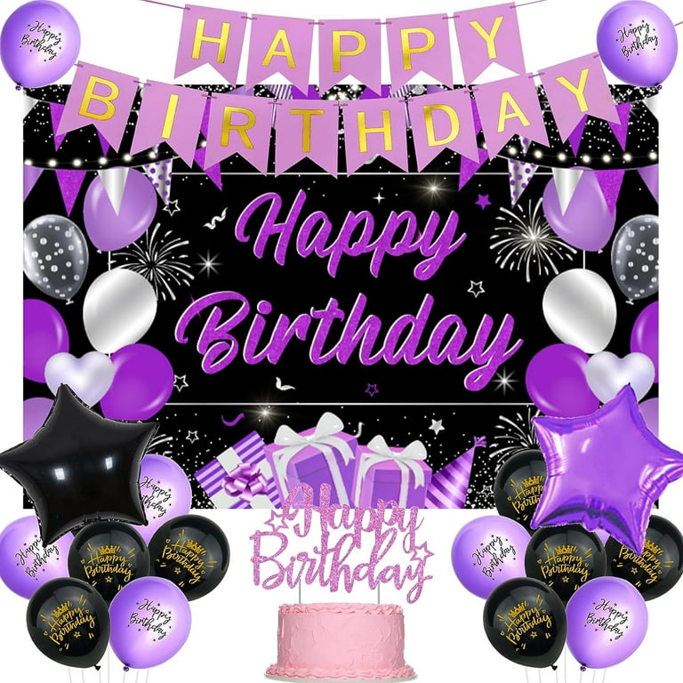PartyWoo Happy Birthday Banner, Happy Birthday Sign Banner, Black and