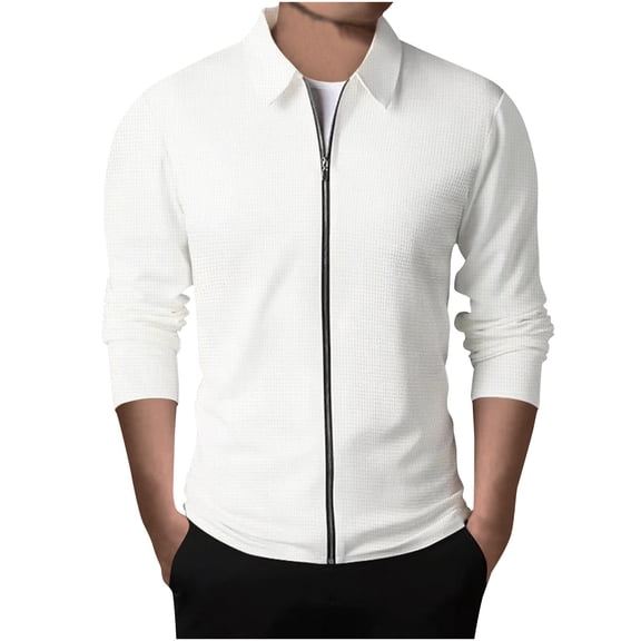Bazeneo Mens Lightweight Jackets Spring Waffle Bomber Jacket Long Sleeve Slim Fit Casual Jackets Plain Turn Down Collar Coats Breathable Full Zip Sports Coat Lounge Wear for Men