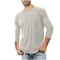 thumbnail image 2 of RYRJJ Raglan 3/4 Sleeve Shirt for Men Solid Color Gradient Prints Crewneck Tee Tops Beach Casual Plus Size Loose Basic Active T Shirts, 2 of 6