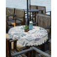 thumbnail image 2 of Blue Purple Botanical Outdoor Tablecloth - 60 Inch Round Dining Table Cover, Farmhouse Pastoral Leaf Waterproof Outdoor Table Cloth with Umbrella Hole & Zipper for Picnic/Patio/Party, 2 of 5