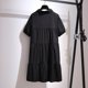 thumbnail image 3 of Vestido holgado de algodón de manga corta para mujer, 150Kg, talla grande, busto 152cm, 5XL, 6XL, 7XL, 8XL, 9XL, botón de solapa, color negro, 3 of 7