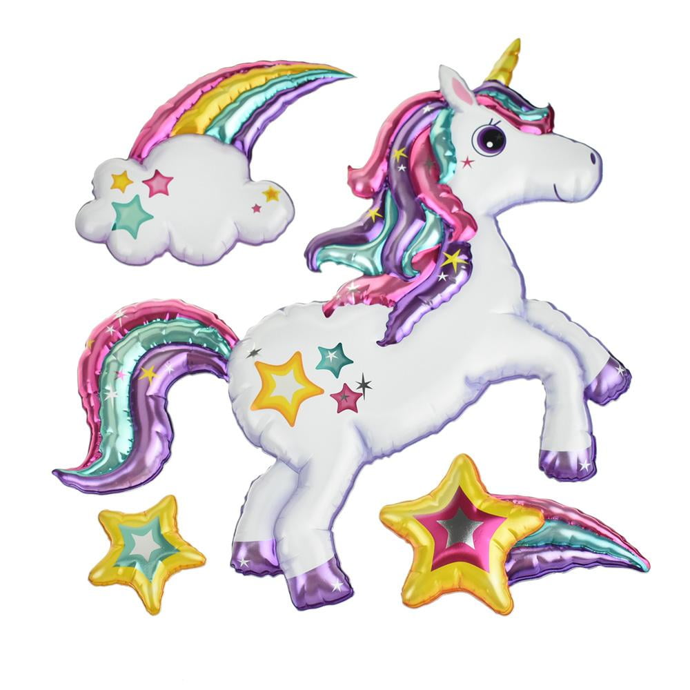Unicorn Rainbow Holographic Balloon 3D PopUp Wall Art Stickers, 4