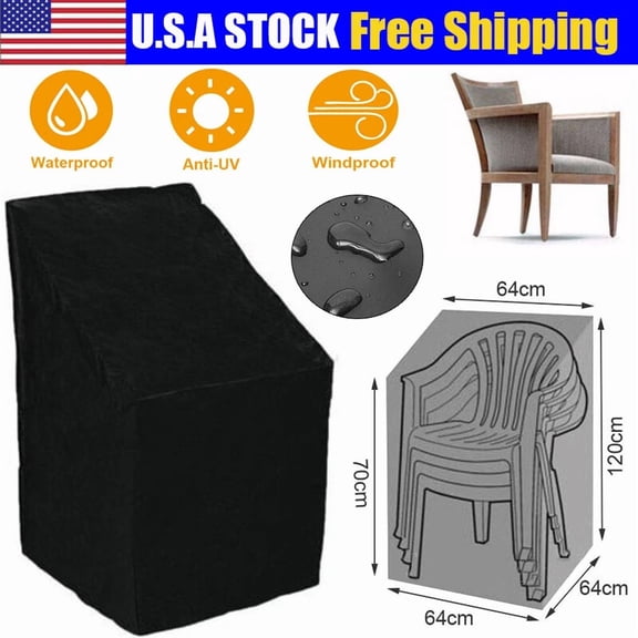 PURELY- Outdoor Waterproof Stacking Chair Cover Garden High Back Furniture Storage Cover