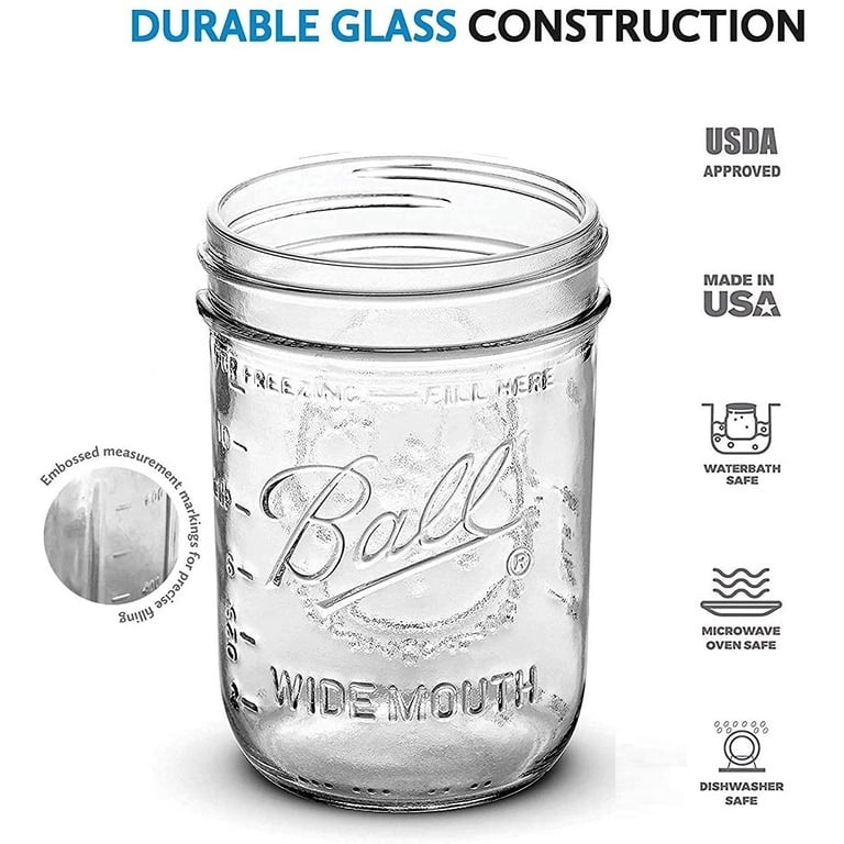 16 Oz Glass Jars with Lids,Wide Mouth Ball Mason Jars for Storage,Canning  Jars f