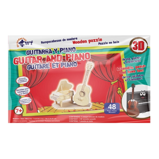 Rompecabezas de Madera 3D Grande Guitarra Y Piano Wuundentoy 0816