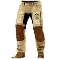 thumbnail image 2 of Mens Cargo Pants Stretch Vintage Cotton Cargo Pants Zipper Pockets Motorcycle Outdoor Casual Fit Spring Fall Trousers Khaki XL, 2 of 5