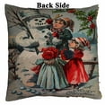 thumbnail image 2 of PKQWTM Children Building Snowman Merry Christmas Reversible Mermaid Cushion Cover Home Decor Sequin Pillow Case Size 20x20 inches, 2 of 2