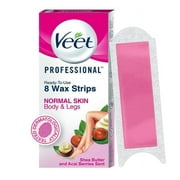 Veet Professional Waxing Strips Kit for Dry Skin, 8 Strips | Gel Wax Hair Removal for Women | Up to 28 Days of Smoothness