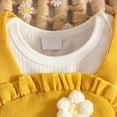 thumbnail image 5 of enyan Baby Girl Clothes Summer Outfits Cute Print Infant Romper Suspender Skirt with Headband 3pc Set 0-18 Months(Yellow,0-3 Months), 5 of 6