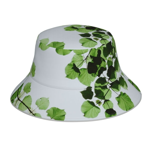 Balery Watercolor Green Leaves Sombreros para el sol para hombre y mujer, sombrero de pescador con UPF 50+
