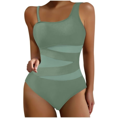 Yghzkop Womens 2025 Tankini Swimsuits Solid Color Backless One Piece Swimsuit Built-In Bra No Wire Tummy Control Swimwear Sexy Crisscross Back Swimsuit Quick Dry Beachwear