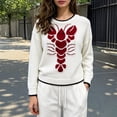 thumbnail image 3 of Women's Sweaters Vivid Lobster Print Round Neck Long Sleeve Knit Pullover Sweater Commuter Casual Autumn Winter Outerwear, 3 of 4