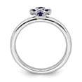 thumbnail image 2 of 925 Sterling Silver Stackable Expressions Rhodium Created Sapphire Cross Ring Size: 10; for Adults and Teens; for Women and Men, 2 of 5