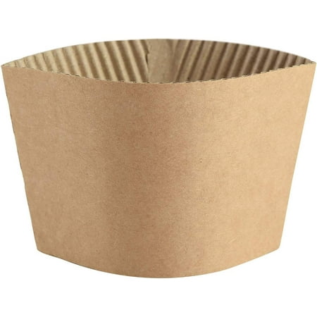 

500 Count Disposable Corrugated Hot Cup Sleeves Jackets Holder - Kraft Paper Sleeves Protective Heat Insulation Drinks Insulated Fits 12 16 20 22 24 oz Coffee Cups