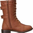 thumbnail image 4 of Top Moda Pack-72 Women's Fashion Mid Calf Combat Military Lace Up Side Boots TAN, 4 of 6