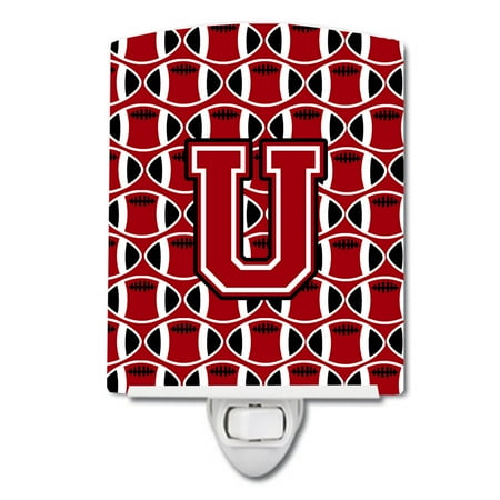 

Caroline s Treasures CJ1073-UCNL Letter U Football Red Black and White Ceramic Night Light 6x4x3 multicolor