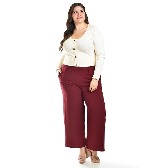 Pantalón de pierna ancha Roman Fashion Vino Talla 40