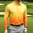 thumbnail image 2 of NominalSnug Mens Golf Shirts Long Sleeve Gradient Color Collared Athletic Pullover Tops, 2 of 8