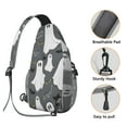 thumbnail image 3 of Sling Backpack,Gray Halloween Ghosts Bats and Boo Sling Bag with Water Bottle Holder,Waterproof Sling Bag for Men/Women with Headphone Jack for Hiking,Travel, 3 of 6