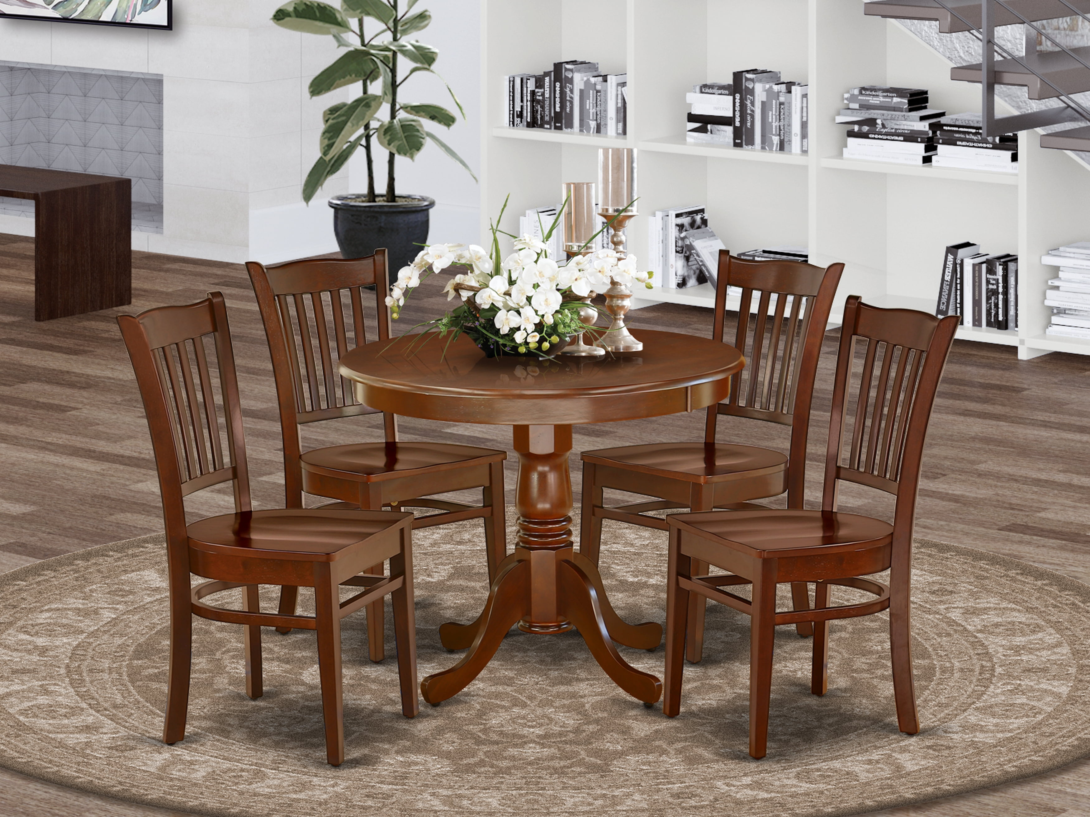 East West Furniture ANGR5MAHW 5Piece Rounded 36 Inch Kitchen Table