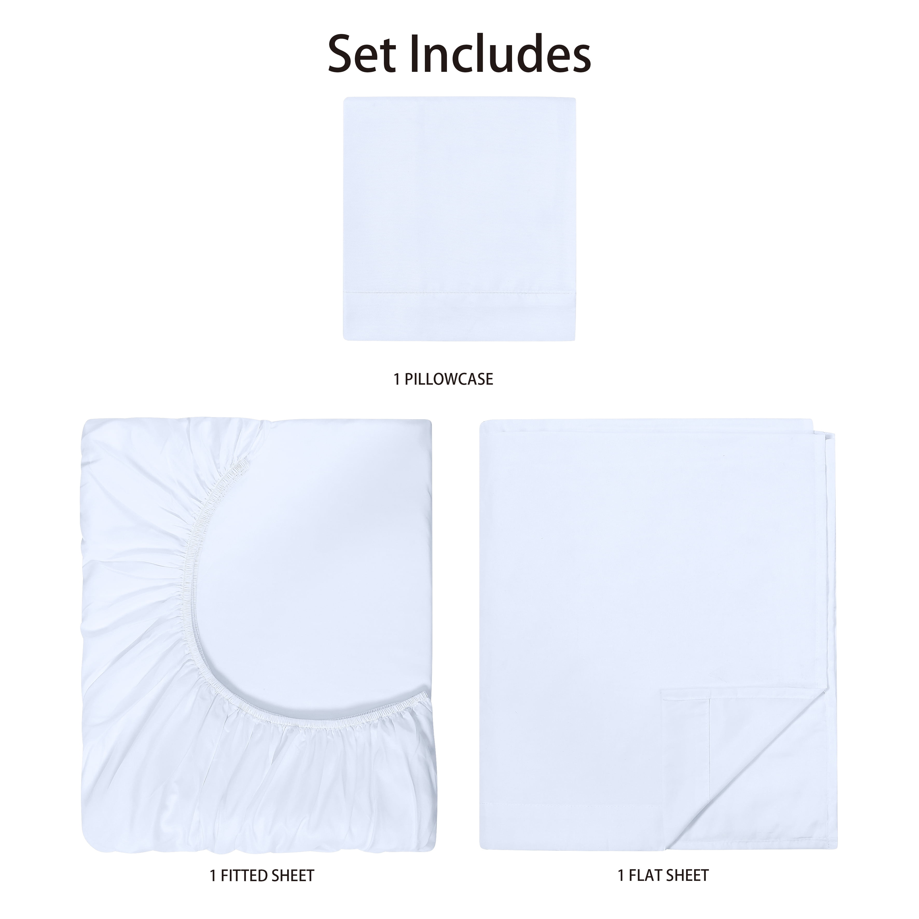 Mainstays Basic Value Microfiber Bed Sheet Set, Arctic White, Twin, 3 Piece