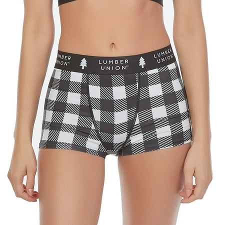 

Women s Soft Spandex High Waisted Boyshort Plaid Underwear