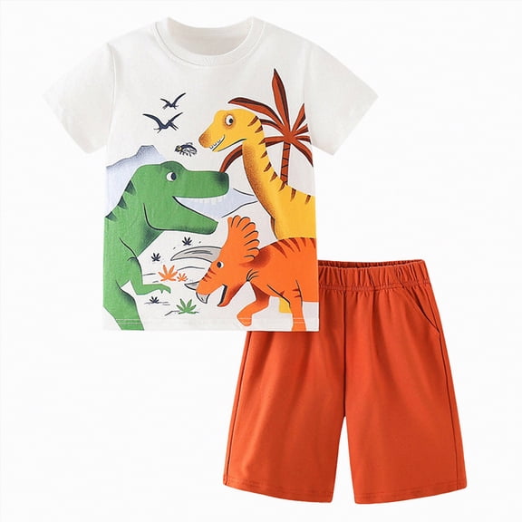 Leey-World Toddler Boy Cotton Summer Short Sleeve T-Shirt and Short Set Boys Dressy Outfit Sets Size 8(White,7-8 Years)