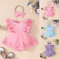 thumbnail image 4 of Atogsazn Newborn Baby Girl Romper Dress Sleeveless Mesh Dress Baby Girls Lace Tulle Dress Jumpsuits with Headband Purple 9-12 Months, 4 of 4