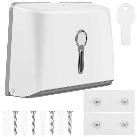 Paper Towel Dispenser Wall Mount-Adhesive/Drilling Install Multifold Trifold Z Fold C Fold Paper Towel Dispenser with Lock for Bathroom