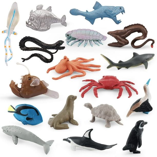 SAIEMNOOET Deep Sea Creatures Toys for Kid Realistic Prehistoric Ocean  Marine Animal Figures Figurines Set 17PCS Mini Birthday Cake Topper Party  Education Toy for Toddlers 