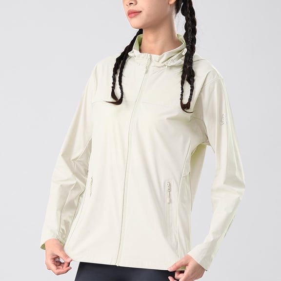 Drovellove Plus Size Women's Long Sleeve Hooded Sun Protection Shirt with Thumb Holes - Breathable UPF Zip Up Fishing Top for Outdoor Hiking, Running, Cycling