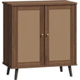 thumbnail image 2 of MELLCOM Buffet Cabinet, Kitchen Storage Cabinet, Sideboard Buffet Cabinet with Storage, with Rattan Decorated Doors and Solid Wood Feet, Natural, 2 of 7