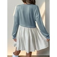 thumbnail image 2 of Cuteduck Women Fall Pleated Dress Long Sleeve Tiered Lightweight Casual Elegant Ruffle Flowy Midi Dress S-XL, 2 of 7