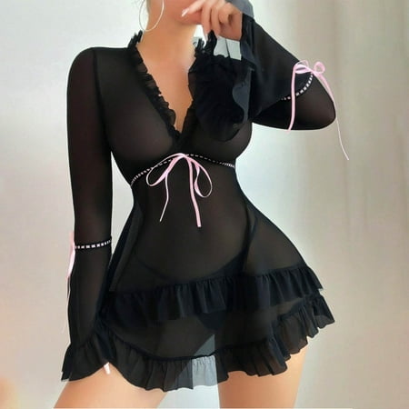 Sexy Nightgown For Women Babydoll Dress For Women Sexy Black Dress Lace Dress Sexy Pajamas For Women
