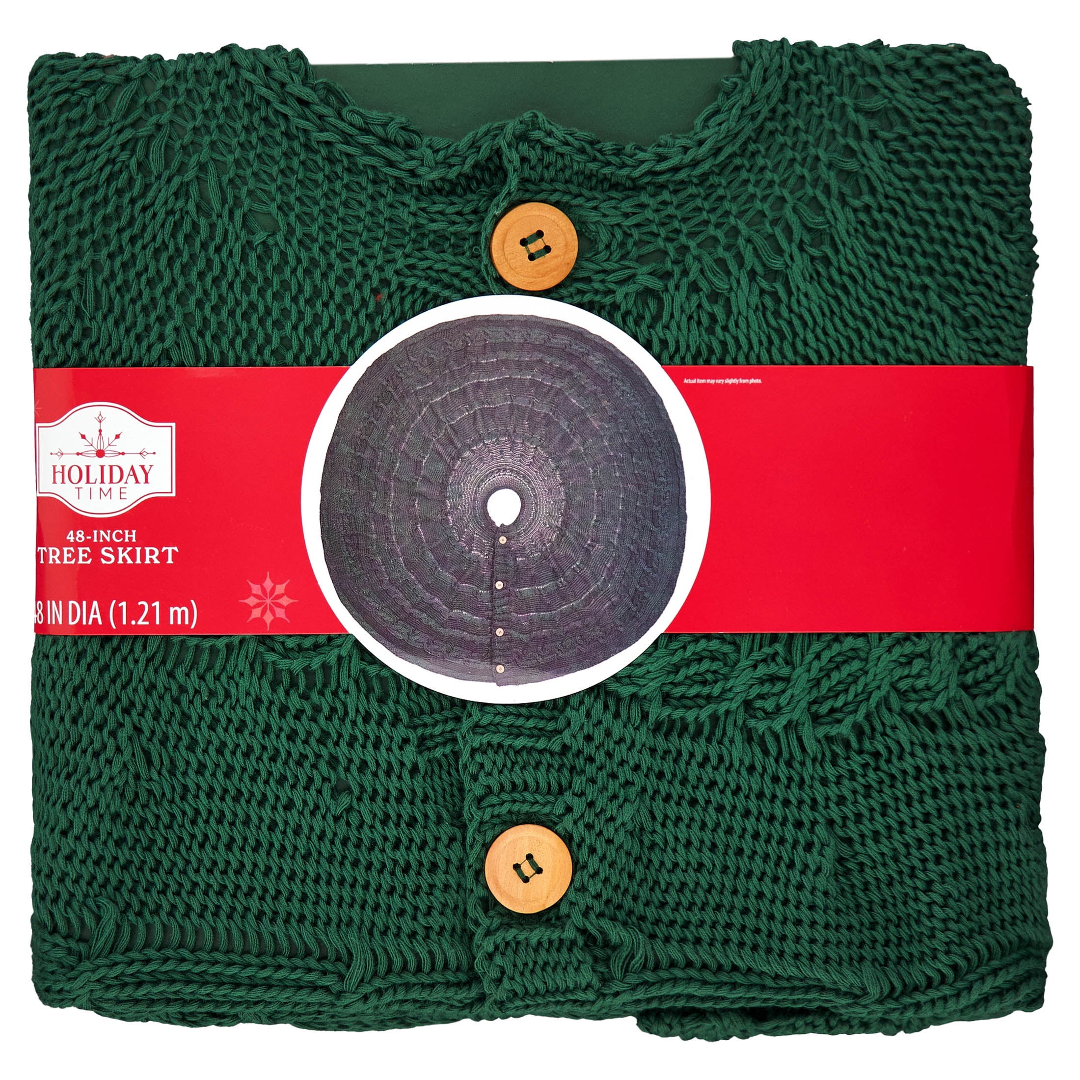 Cable Knit Christmas Tree Skirt, Green, 48", by Holiday Time