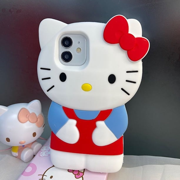 Sanrio-fundas estereoscópicas 3D de Hello Kitty para iPhone 14, 13, 12, 11 Pro Max, Mini, XR, XS, 7, 8 Plus, carcasa trasera suave a prueba de golpes Fivean unisex