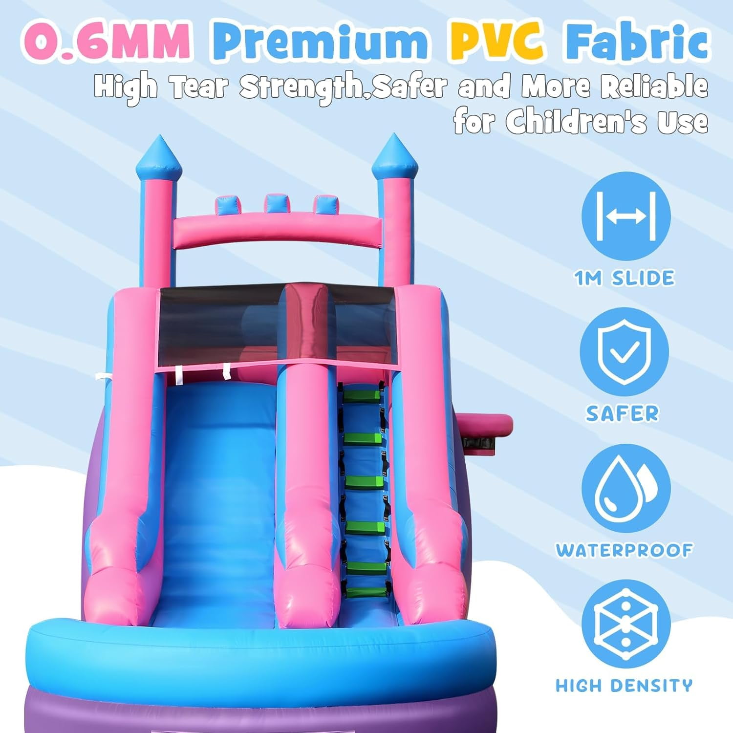 Esheno Adult Inflatable Water Slide 26.2x17.38x9.84 ft Commercial Grade PVC with Pool Double Slides Wet Dry Use Summer Party