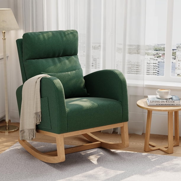 Yeshouse Mecedora, silla de guardería con almohada, sillón mecedor decorativo para sala de estar, dormitorio, sala de lactancia