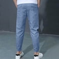 thumbnail image 5 of Trikvn 2-Pack Boys Lightweight Cotton Linen Jogger Pants Elastic Drawstring Waist Casual Trousers with Pockets Comfortable Breathable Bottoms for Vacation Beach, 5 of 7