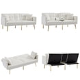 thumbnail image 5 of Velvet Sofa Bed with Cup Holders Sleeper Couch Sofa with 2 Pillows - 69 Sofa Bed White, 5 of 5