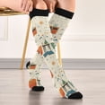 thumbnail image 5 of FORMRS Womens Knee High Socks Casual Long Thick Travel Daily Wear, 1 Pair, Beige Cats Reading, 5 of 6