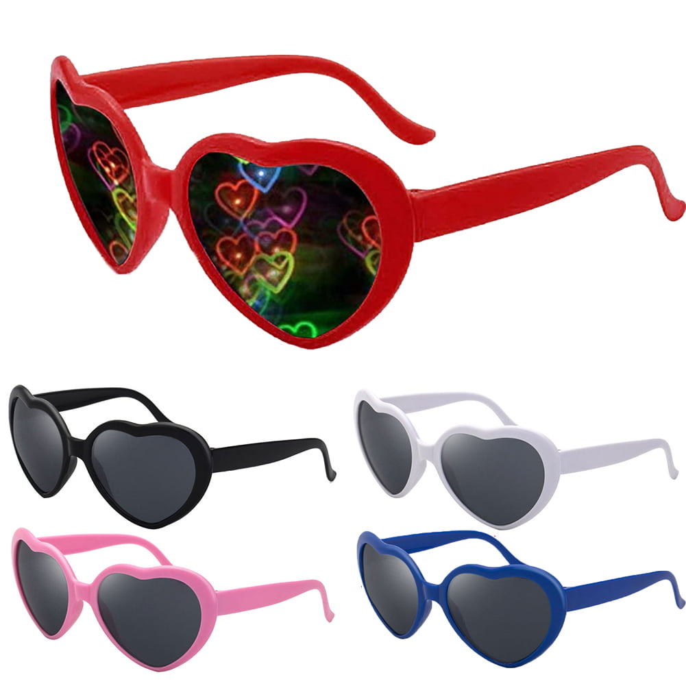 Black Heart Diffraction Glasses Special Effect Light Changing/Light Diffraction Glasses Love Glasses At Night See Hearts 