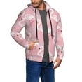 thumbnail image 2 of Wukai Flamingo Print Men's Zip-Up Hoodie,Fleece Full-Zip Hoodie for Men, Hooded Sweatshirt-3X-Large, 2 of 5