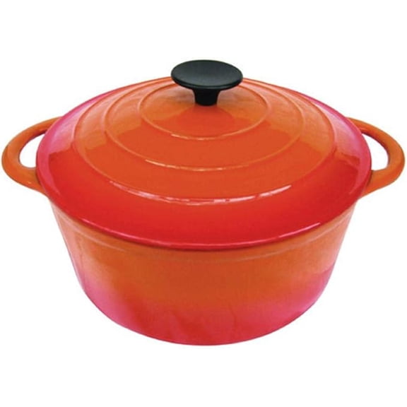 Jean-Patrique Dutch Oven Cast Iron Casserole Dish with Lid - Orange Round Cooking Pot, 26 cm - Ergonomic Construction with Handles - Suitable for Oven & Hob
